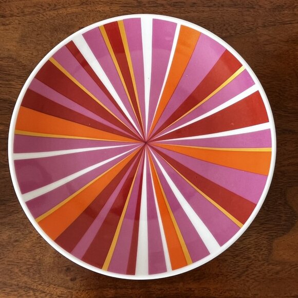 Target By Julia Minasian 6.5” Plates Set Of 4 Ceramic Striped Pink Red Teal Gold - Picture 4 of 10